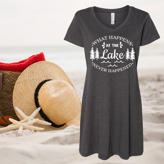 What Happens At The Lake Never Happened Dress Coverup Graphic Tee