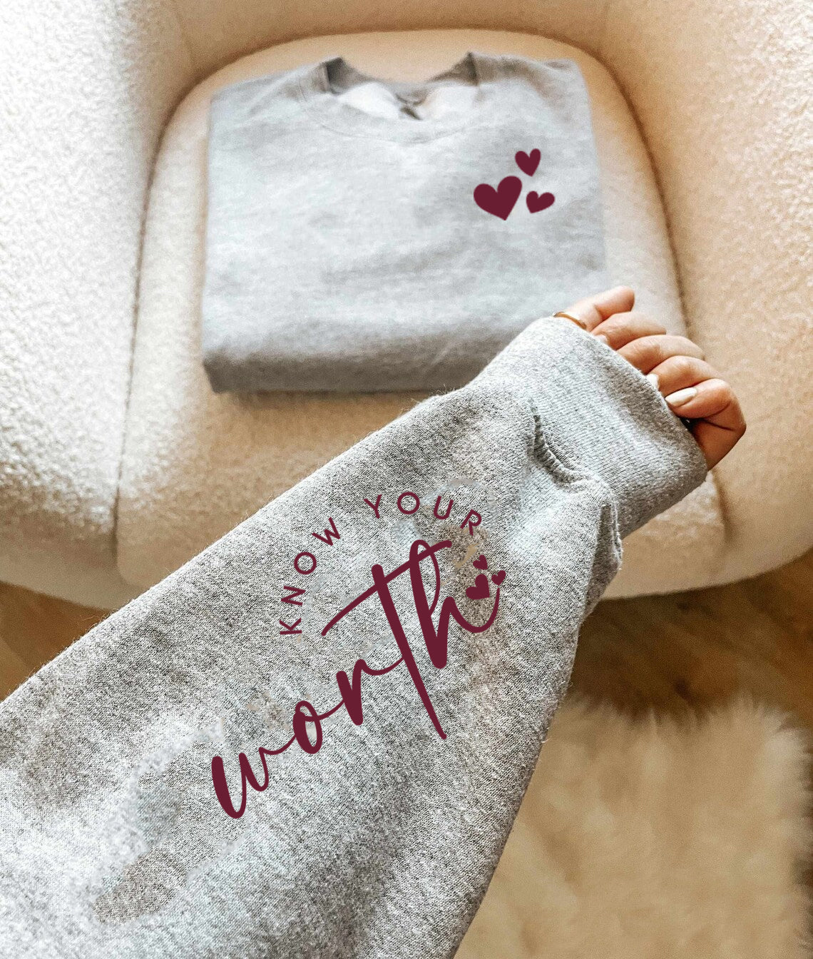 Know Your Worth Pocket And Sleeve Graphic Tee Graphic Tee