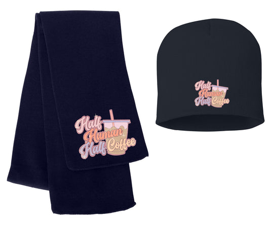 Half Human Half Coffee Scarf and Beanie