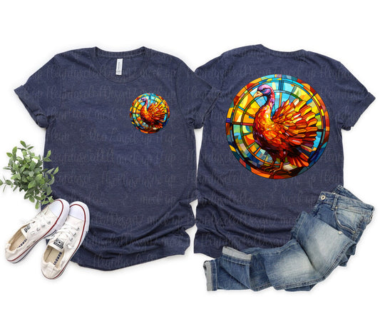 Fall Turkey Stained Glass Graphic Tee