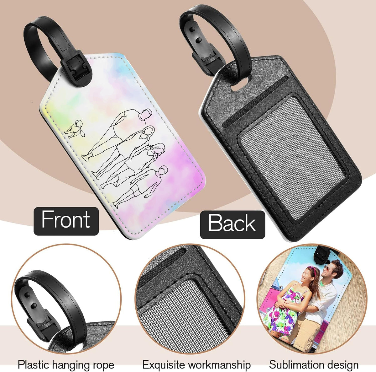 Line Art Family Luggage Tag