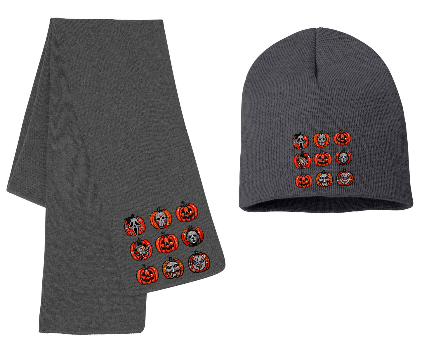 Horror Pumpkins Scarf and Beanie