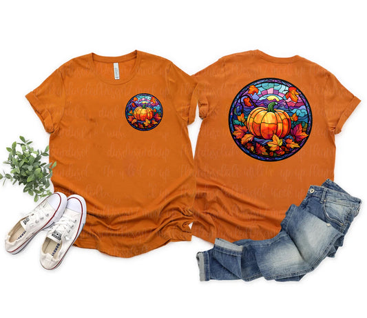 Fall Pumpkin Stained Glass Graphic Tee