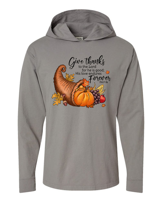 Give Thanks to the Lord Hooded Tee