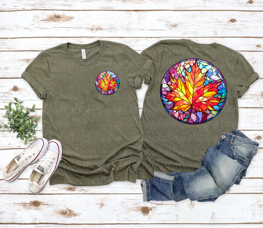 Fall Leaf Stained Glass Graphic Tee