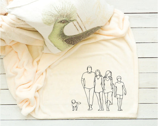 Line Art Family Fleece Throw