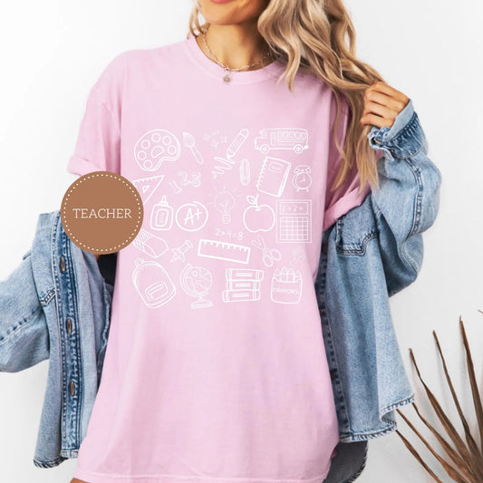 Teacher Doodle Icons Graphic Tee