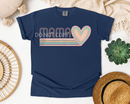 Mama Heart - Customize with Name and Kids Names Graphic Tee