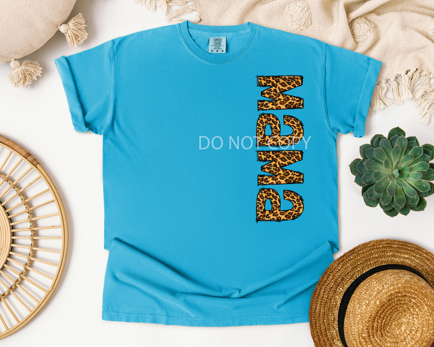 Leopard Mama with Names on Sleeve Graphic Tee