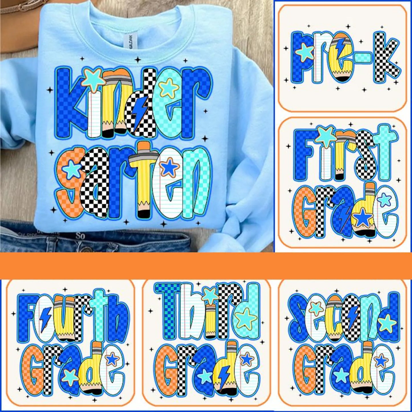 Back to School Blue Pencils Graphic Tee