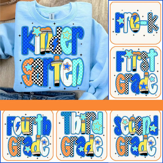 Back to School Blue Pencils Graphic Tee