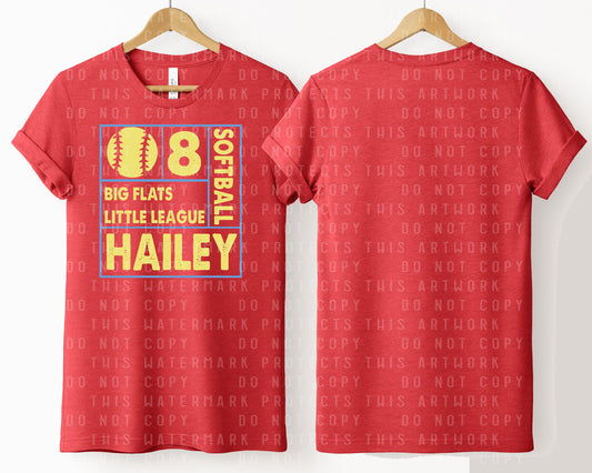 Softball Team Info Graphic Tee