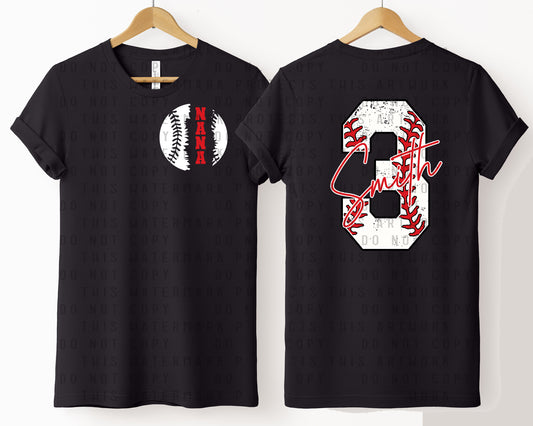 Baseball with Name and Number Graphic Tee
