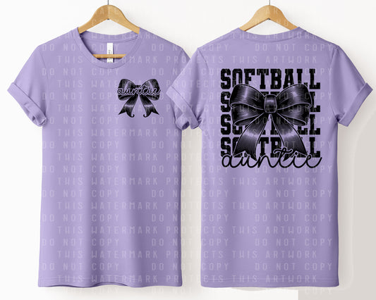 Softball Bow with Name Graphic Tee