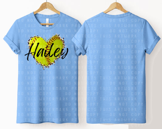 Leopard Softball Heart Graphic Tee
