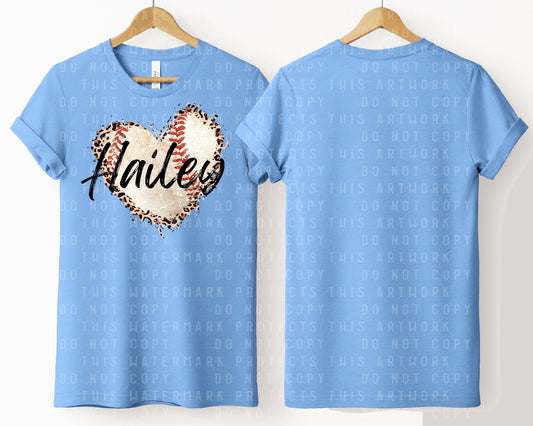Leopard Baseball Heart Graphic Tee
