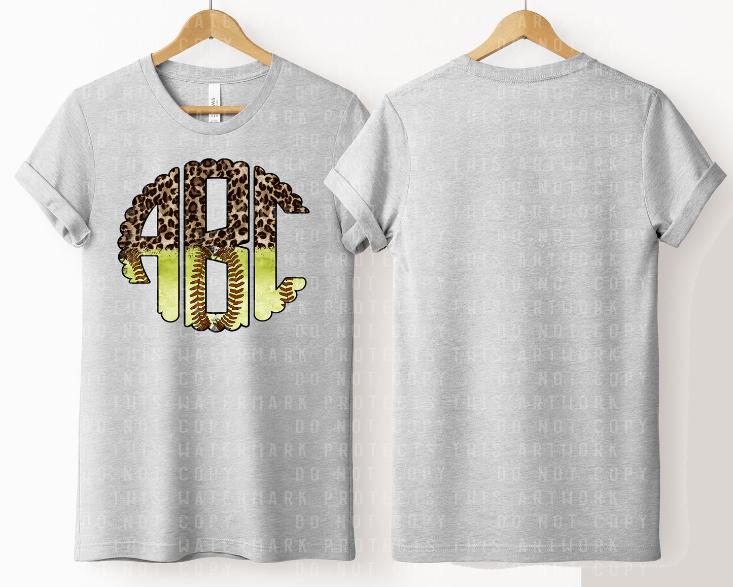 Leopard Softball Monogram Graphic Tee