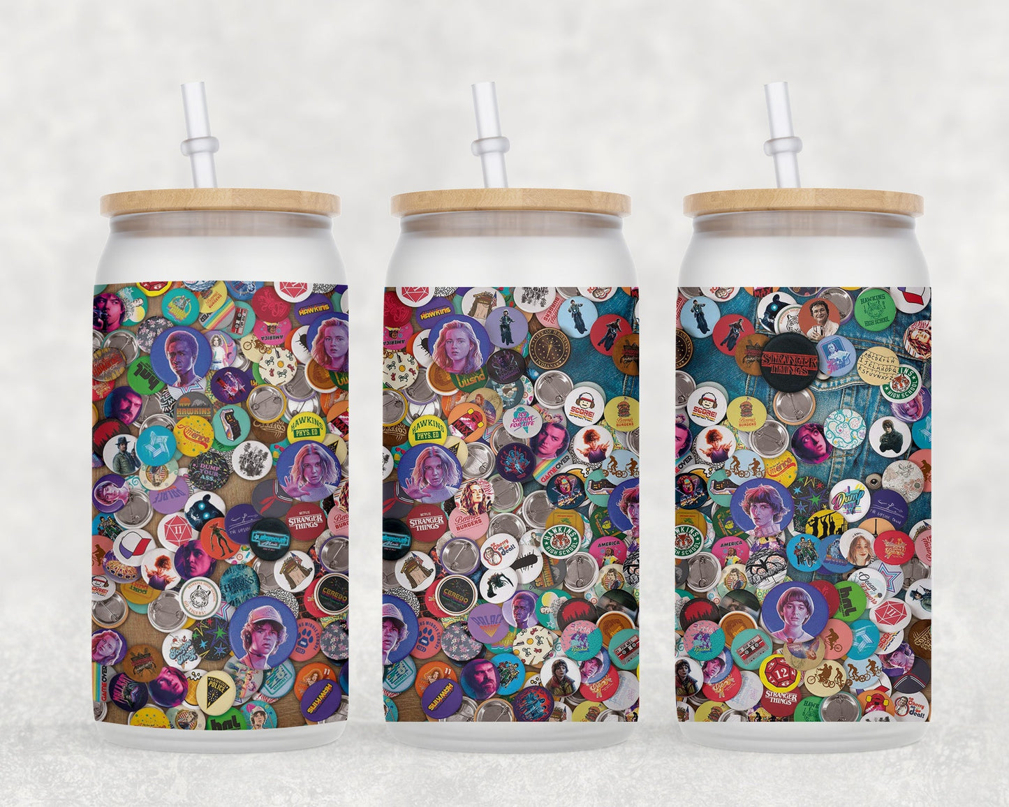 Pins 16 Oz Glass Can Coffee Mug