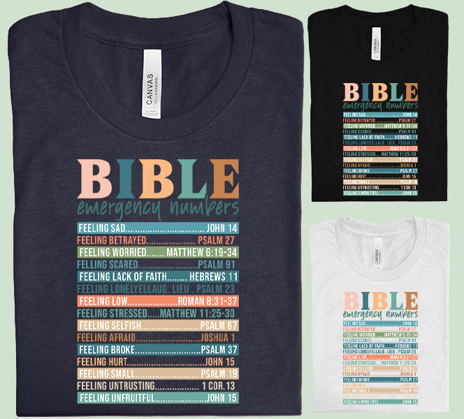 Bible Emergency Numbers Graphic Tee