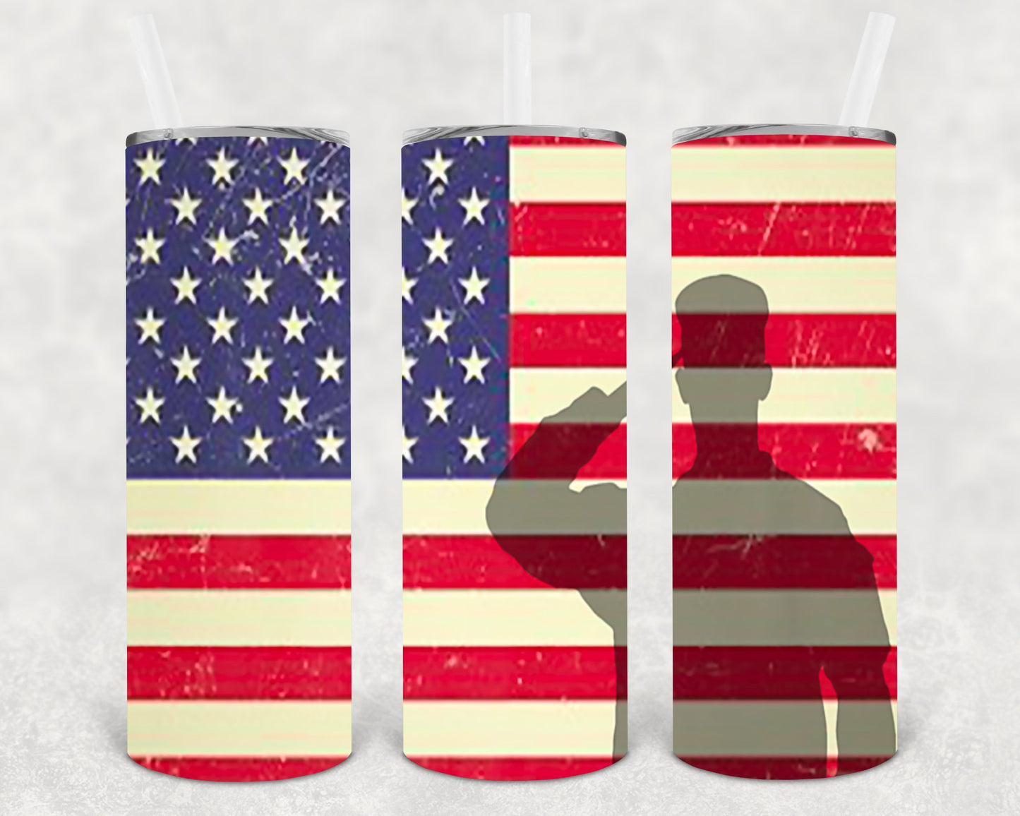 Salute The Flag 20 Oz Skinny Tumbler
