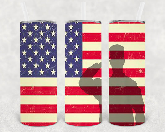 Salute The Flag 20 Oz Skinny Tumbler
