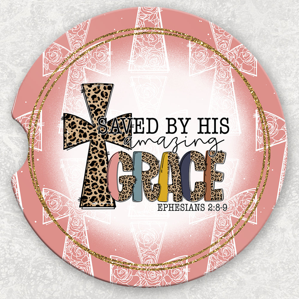 Car Coaster Set - Saved By His Amazing Grace