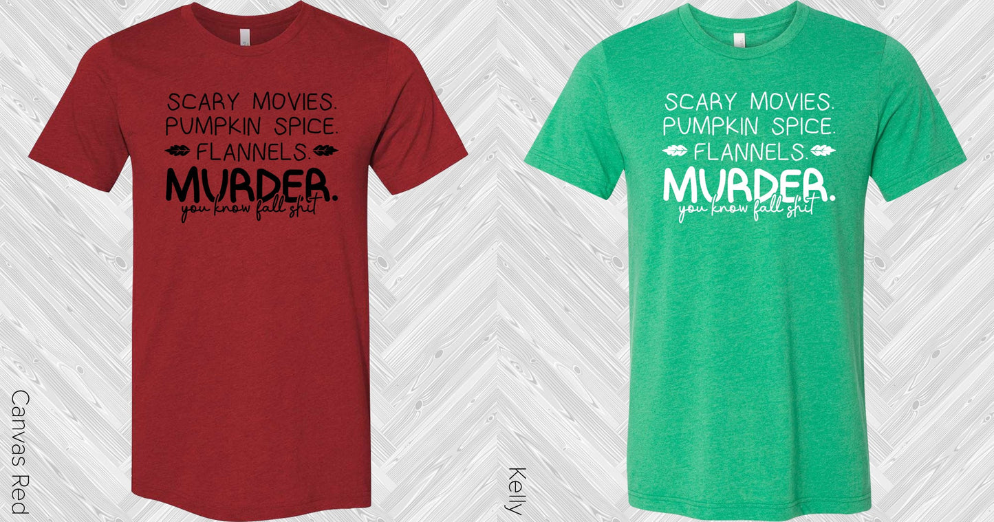 Scary Movies Pumpkin Spice Flannels Murder Graphic Tee Graphic Tee