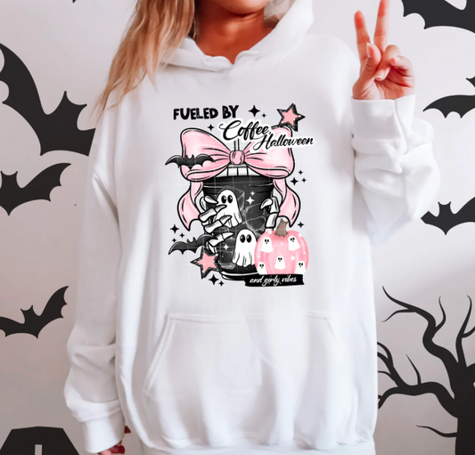 Fueled by Coffee Halloween and Girly Vibes Graphic Tee