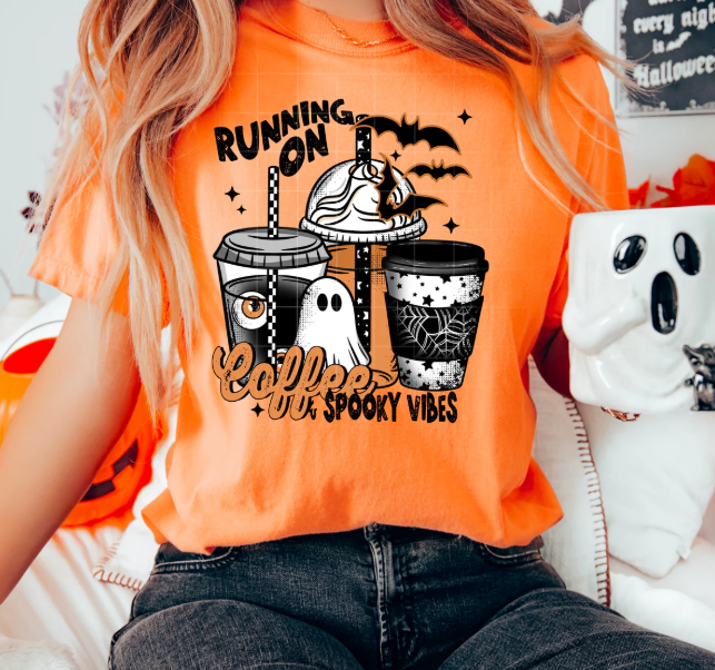 Running on Coffee and Spooky Vibes Graphic Tee