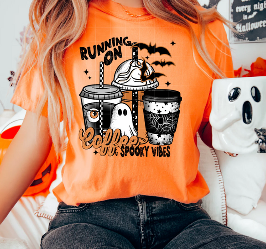 Running on Coffee and Spooky Vibes Graphic Tee