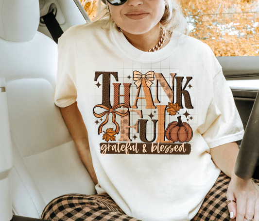 Thankful Grateful & Blessed Graphic Tee
