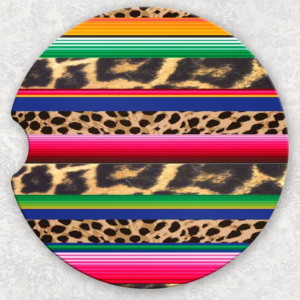 Car Coaster Set - Serape Leopard Stripes