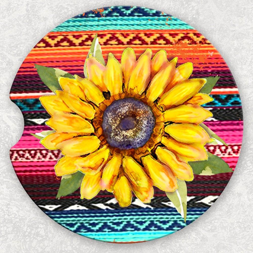 Car Coaster Set - Serape Sunflower