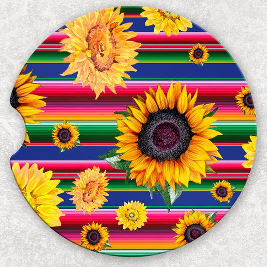 Car Coaster Set - Serape Sunflowers