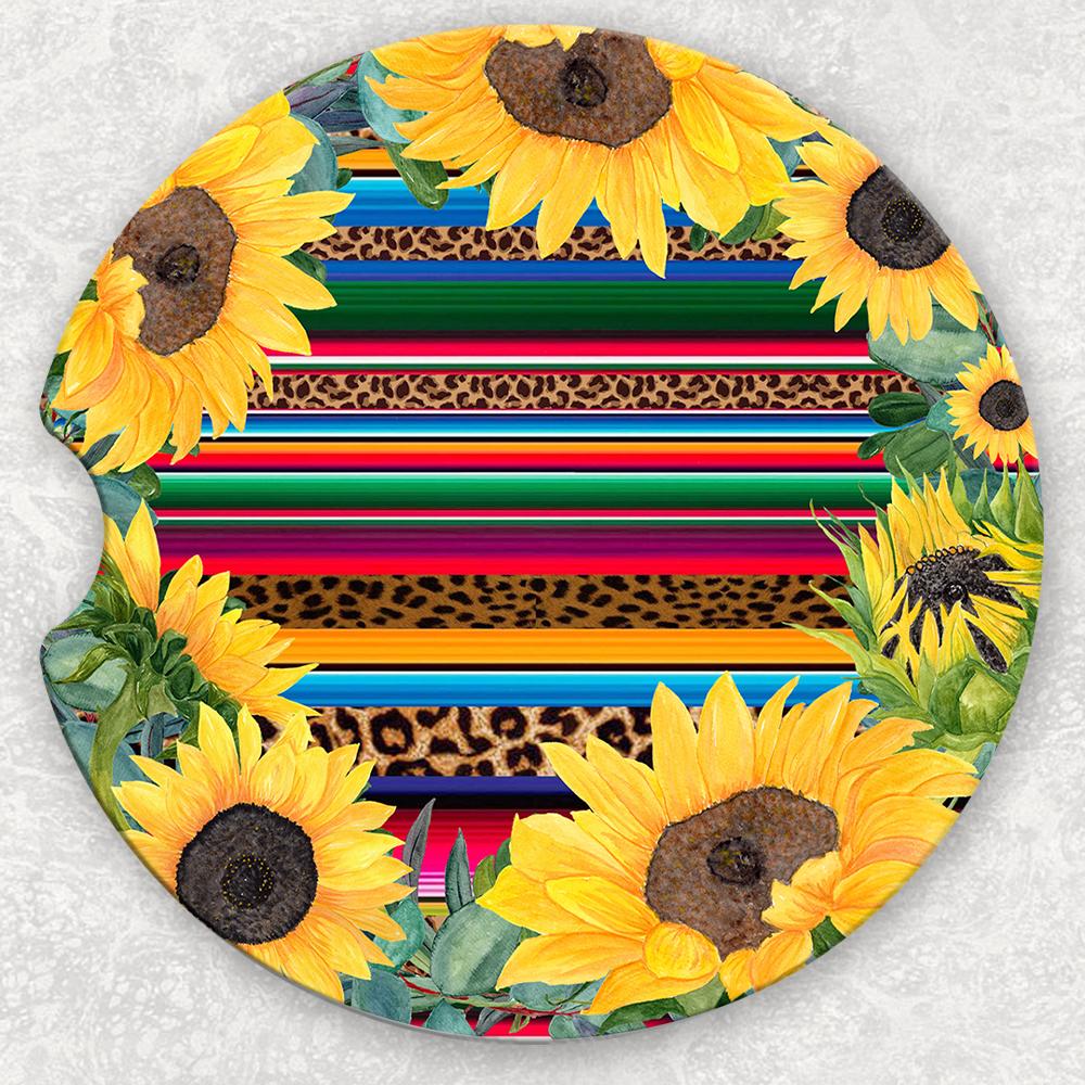 Car Coaster Set - Serape Sunflowers