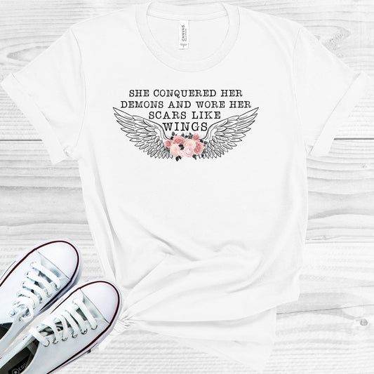 She Conquered Her Demons And Wore Scars Like Wings Graphic Tee Graphic Tee