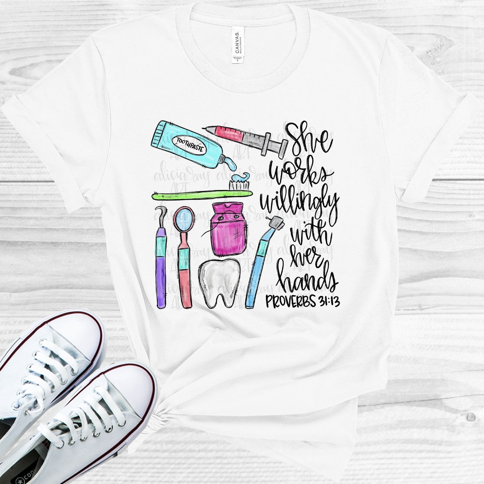 She Works Willingly With Her Hands - Dentist Graphic Tee Graphic Tee