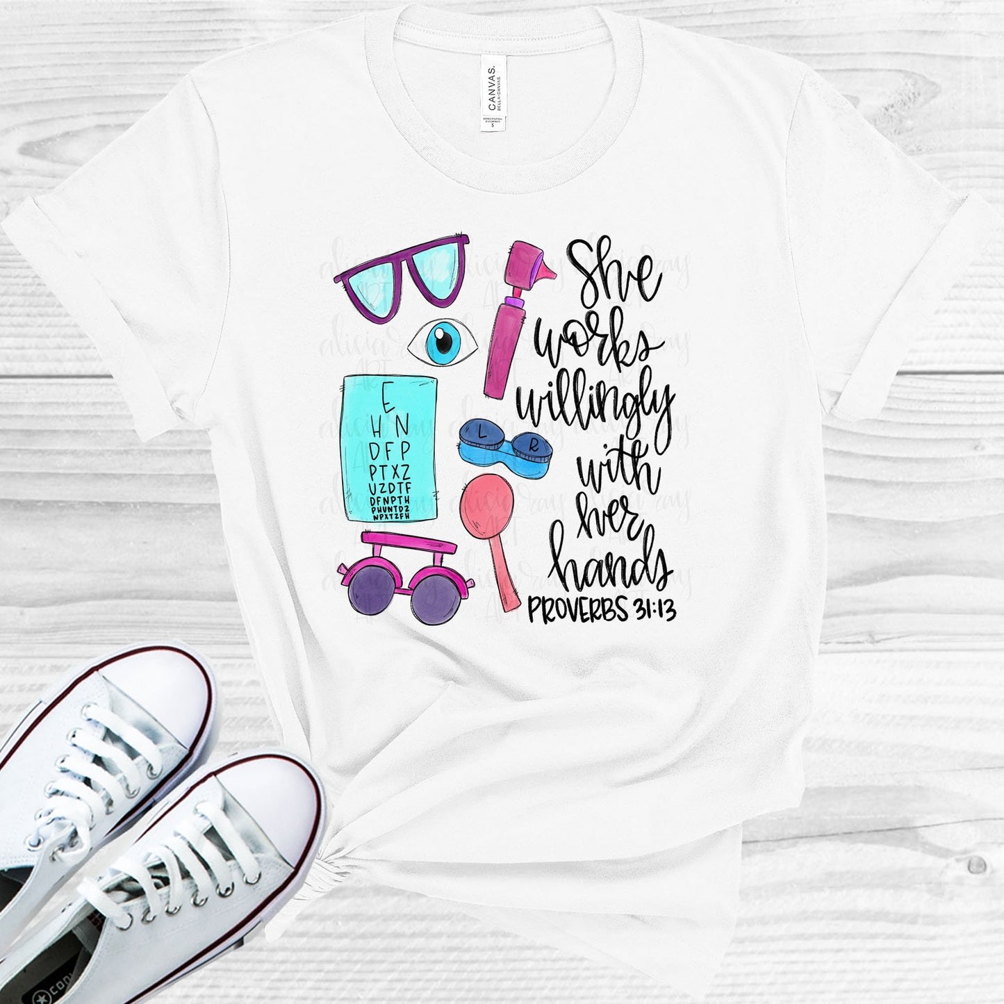 She Works Willingly With Her Hands - Optometrist Graphic Tee Graphic Tee