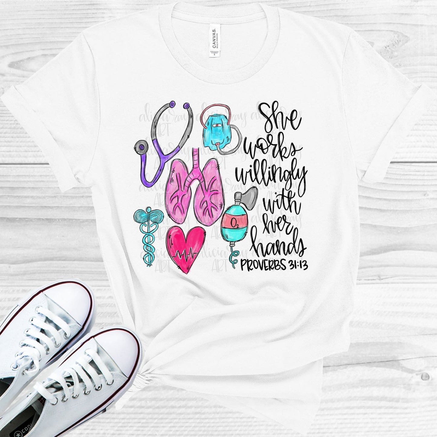 She Works Willingly With Her Hands - Respiratory Therapist Graphic Tee Graphic Tee