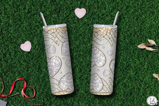 Silver Hearts 20 Oz Skinny Tumbler