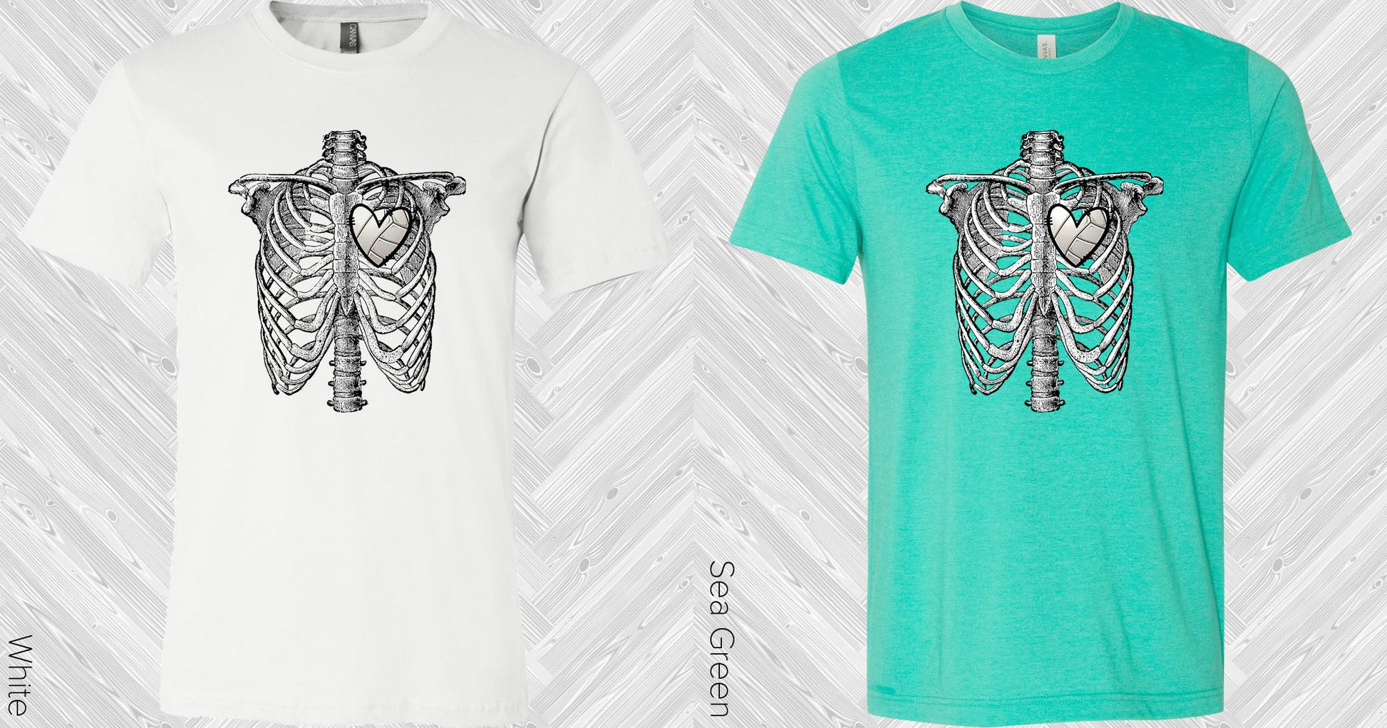 Skeleton Volleyball Heart Graphic Tee Graphic Tee