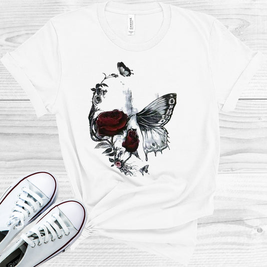 Butterfly Rose Skull Graphic Tee Graphic Tee