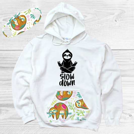 Slow Down Pattern Pocket Hoodie Graphic Tee