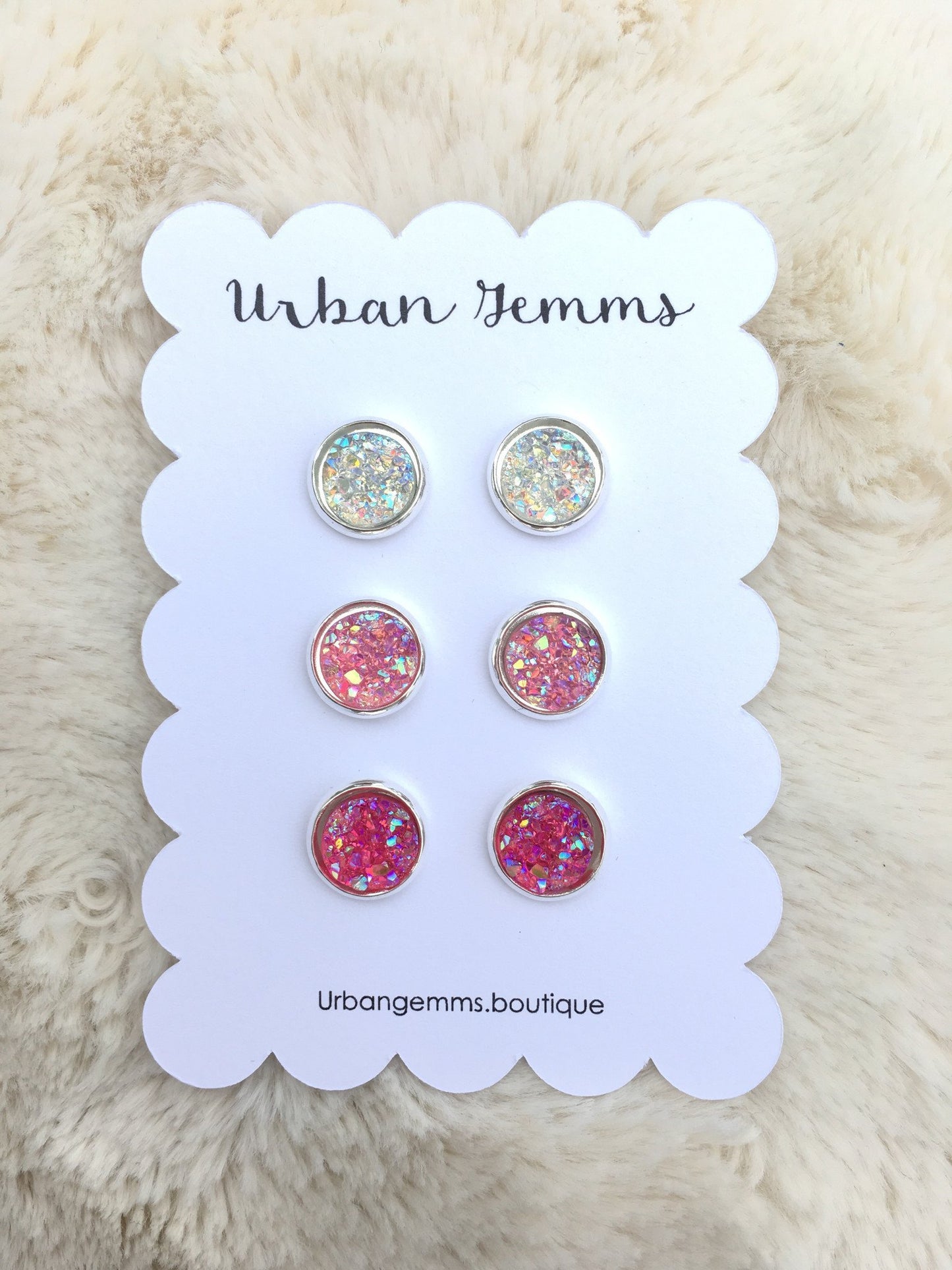 Druzy Set - Pink Ombre Earrings