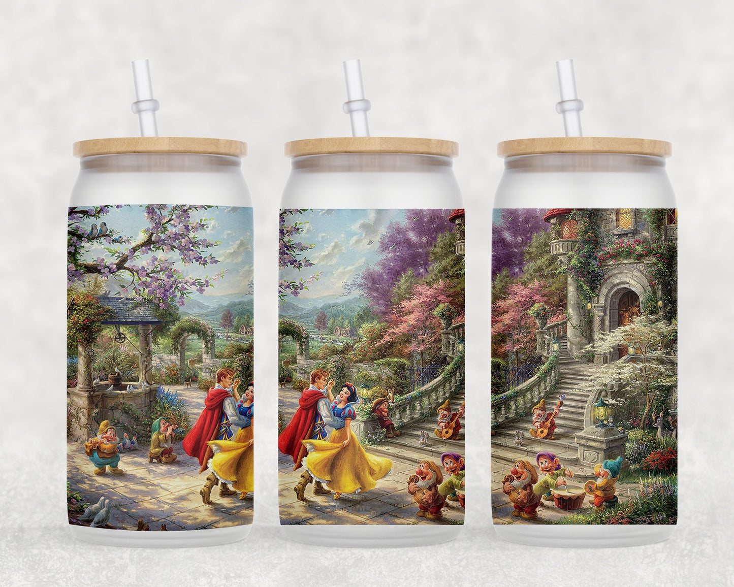 Snow White 16 Oz Glass Can Coffee Mug