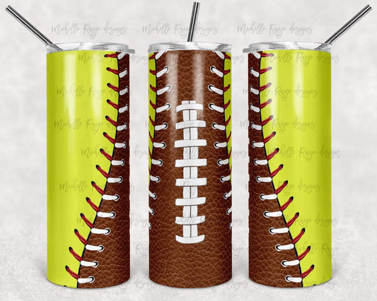 Softball Football 20 Oz Skinny Tumbler