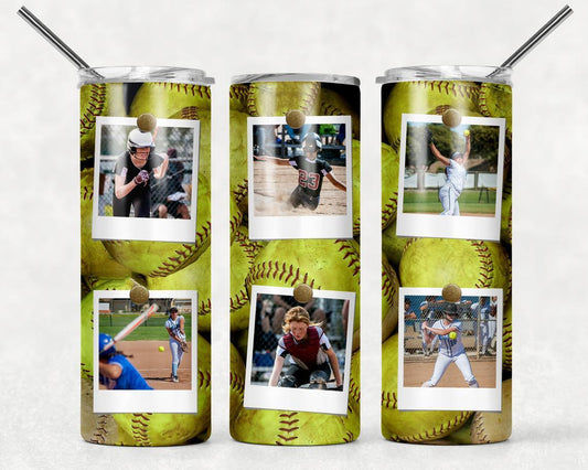 Softball Frame 20 Oz Skinny Tumbler