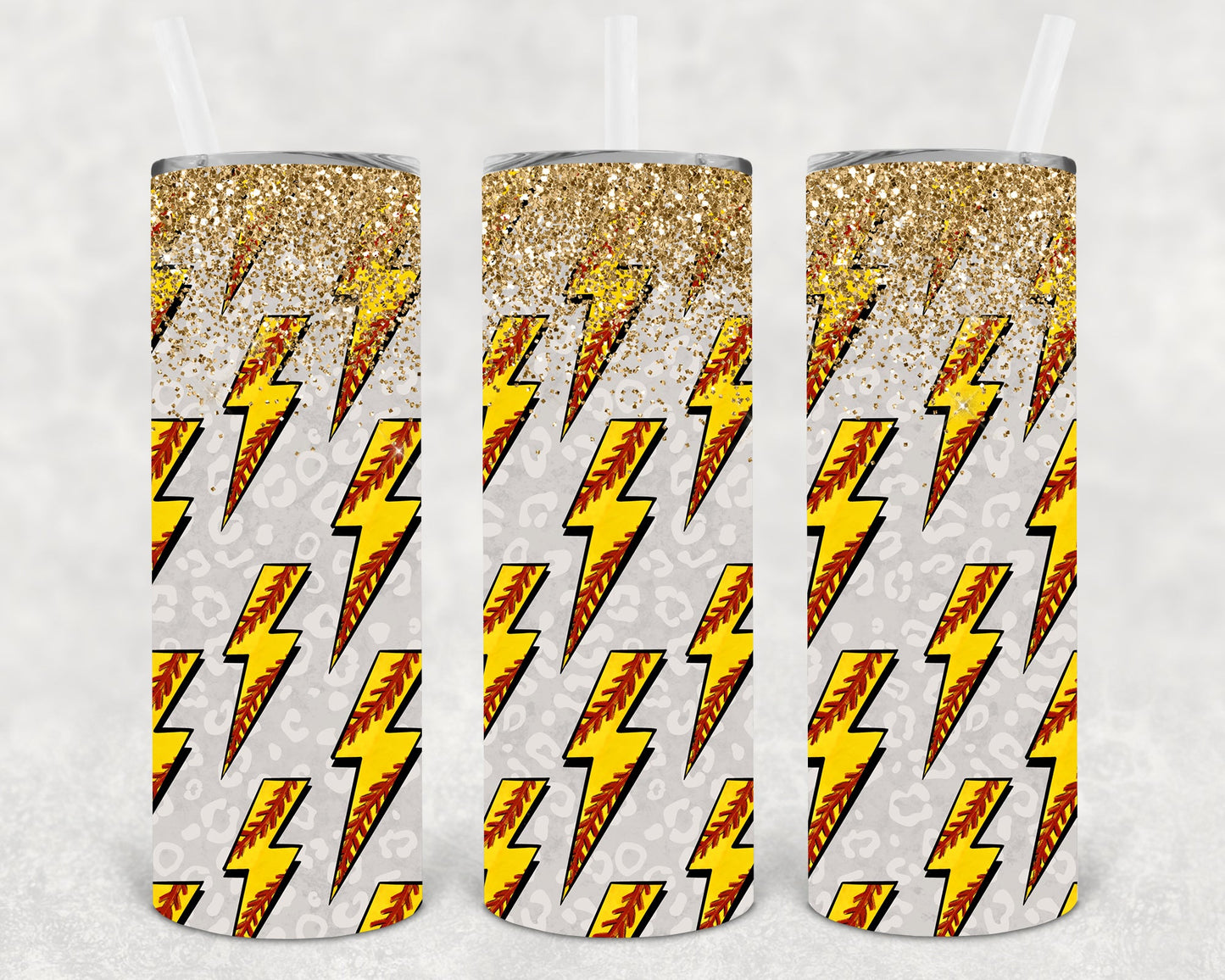 Softball Lightning Bolts 20 Oz Skinny Tumbler