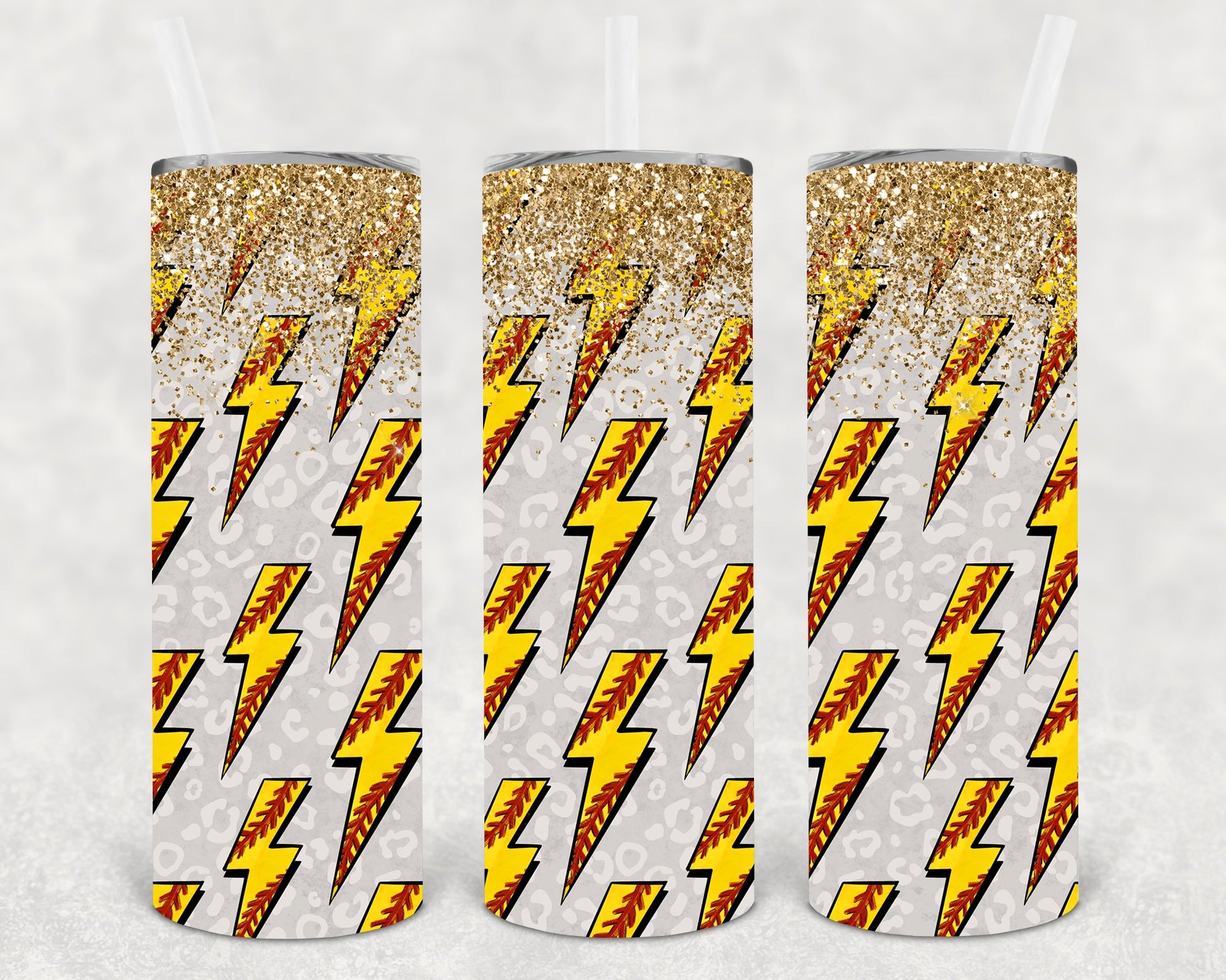 Softball Lightning Bolts 20 Oz Skinny Tumbler