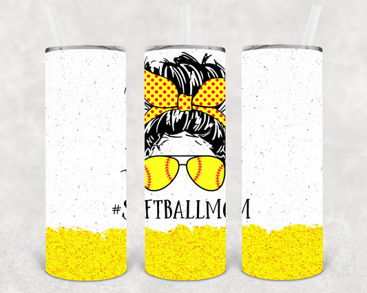 Softball Mom #softballmom 20 Oz Skinny Tumbler